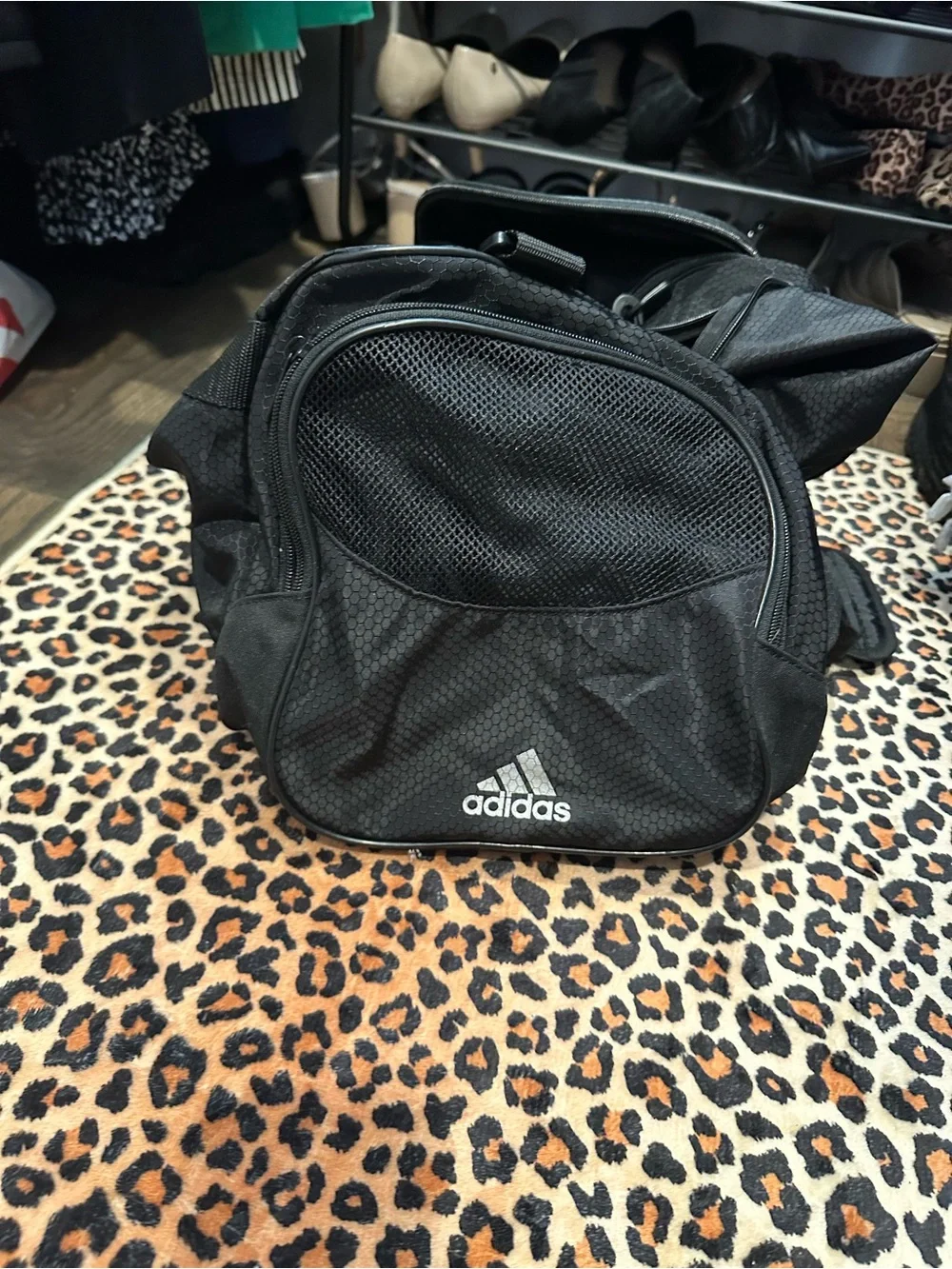 adidas Black Duffel with White Logo - Compact Sports Bag